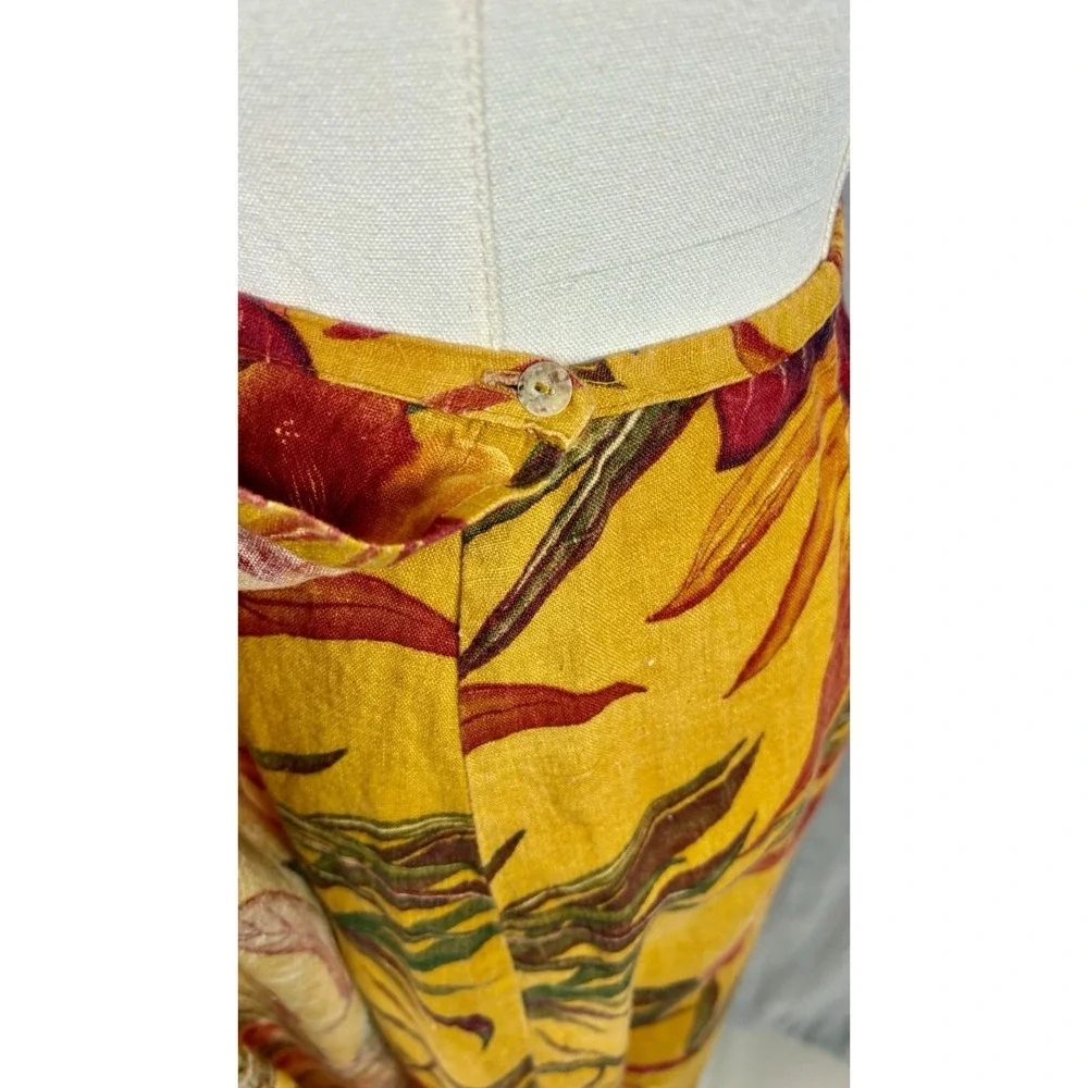 Vintage 90's Chico's Botanical Linen Wrap Skirt Resort Quiet Luxury Size 1 Sz M